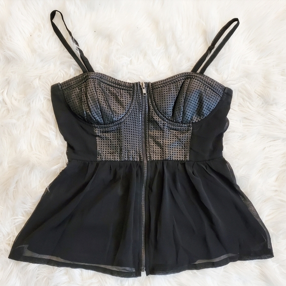 Forever 21 Tops - 🔸️Black Chiffon and Faux Leather Top